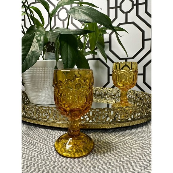 Le Smith Mini Amber Wine Glass Goblet - Moon & Star - Set Of 2 - Picture 7 of 9